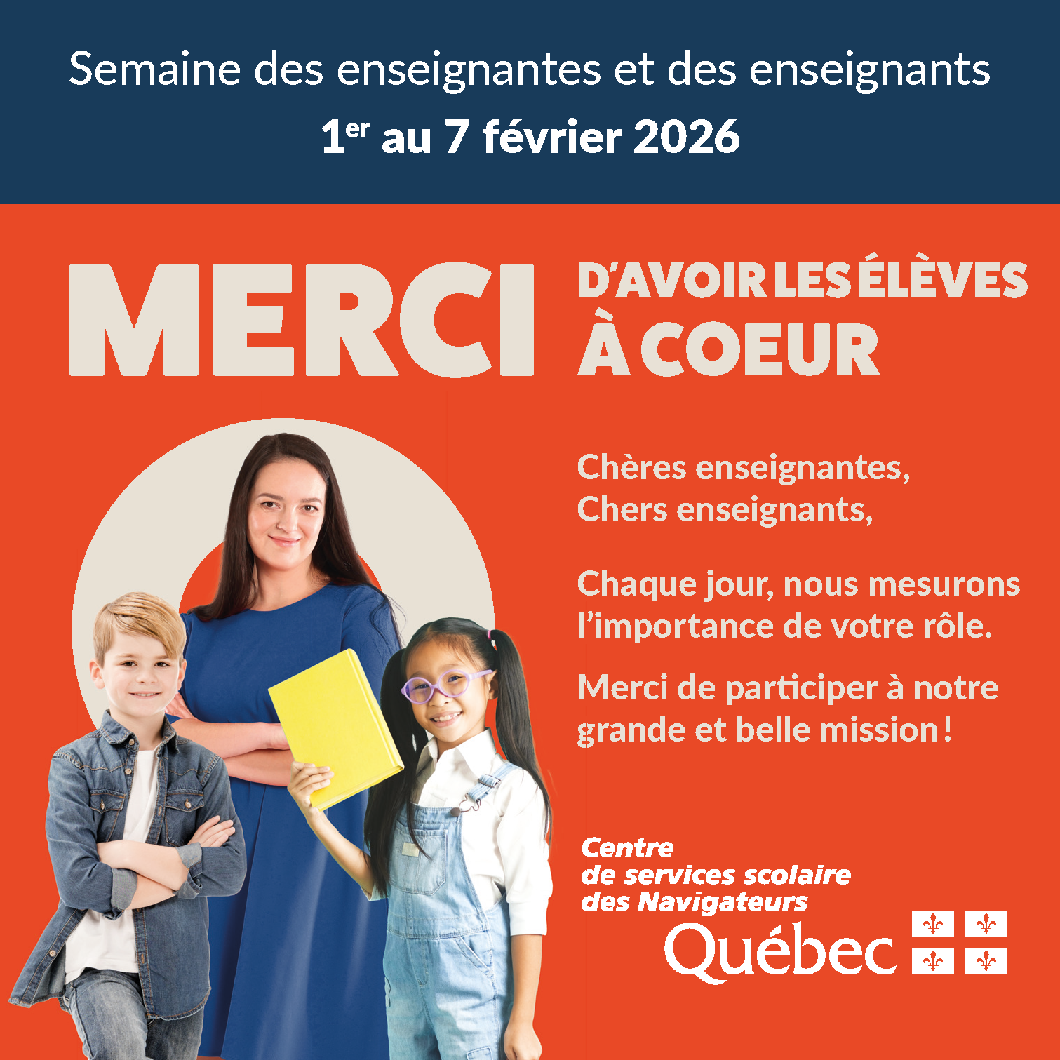 Semaine des enseignantes et des enseignants - 1er au 7 février 2026 - CSSDN